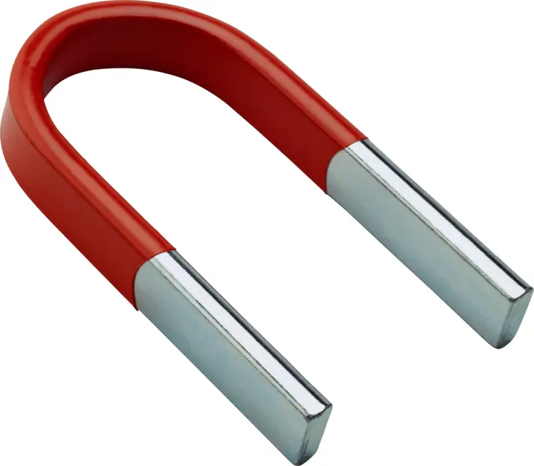 Red and Silver U-shaped Magnet for Educational Use