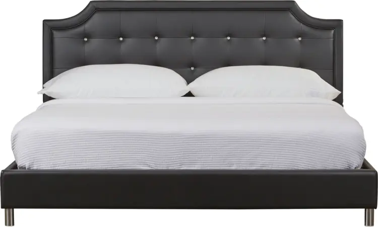 Black Bed with White Bedding