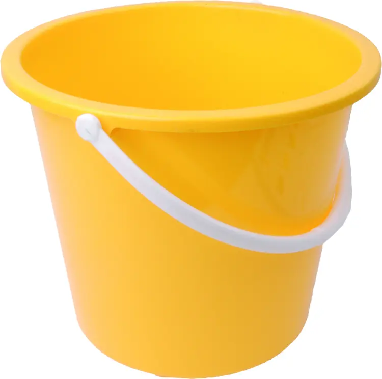 Yellow Plastic Bucket with White Handle