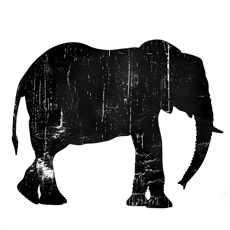 Distressed Elephant Silhouette