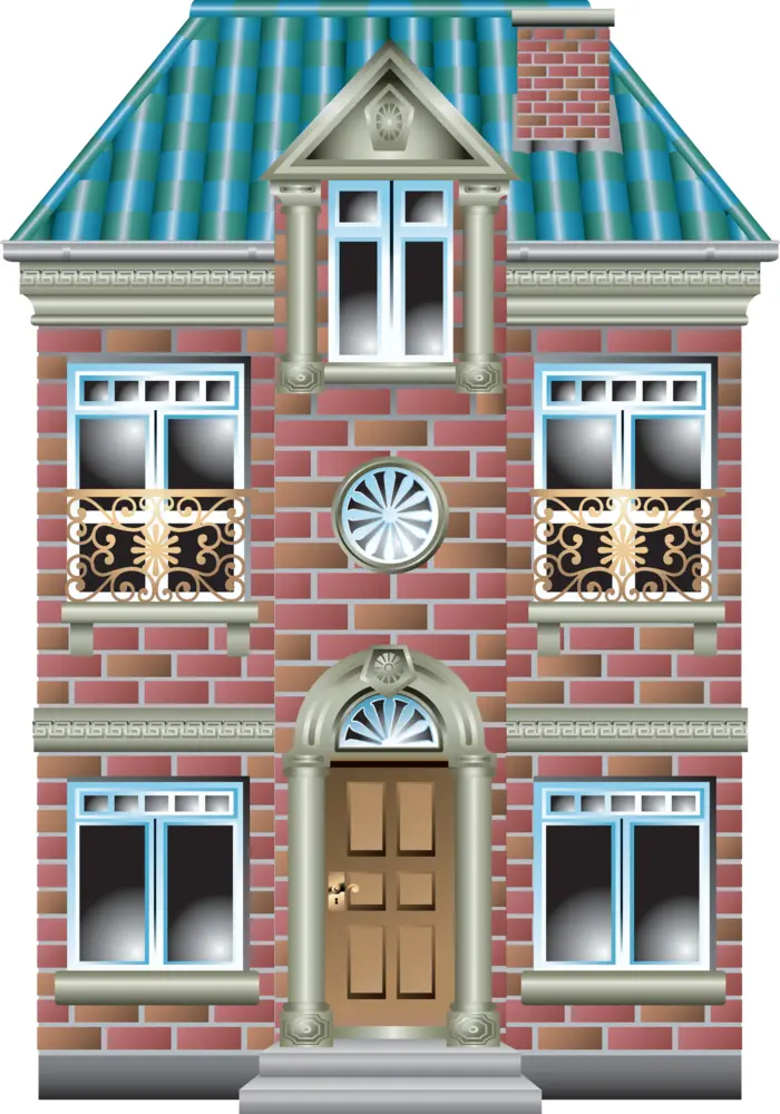 Charming Brick House with Blue Roof