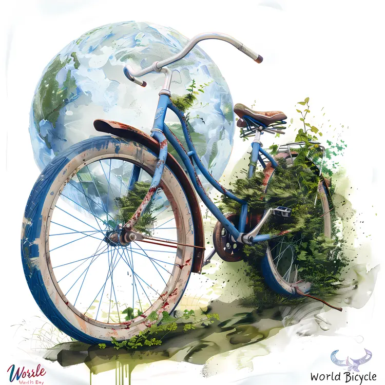 World Bicycle Day with Blue Bicycle