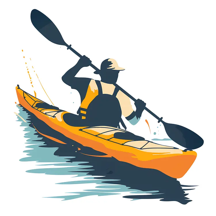 Man Kayaking in Water