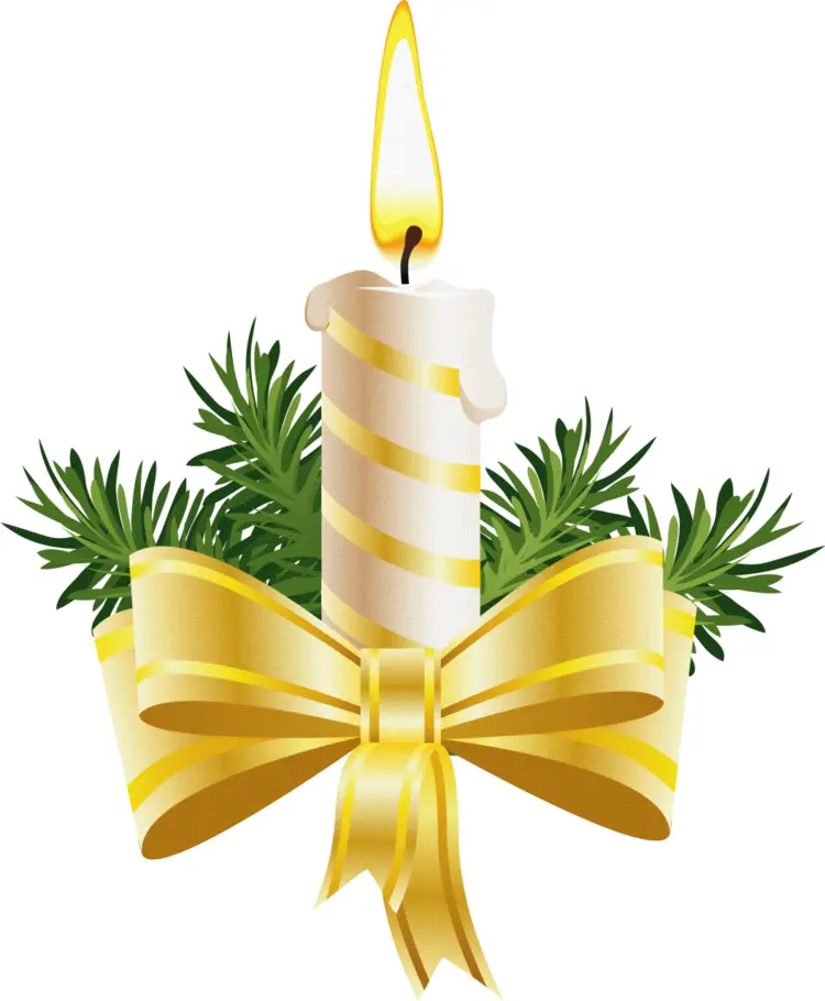 Candle with Golden Ribbon and Greenery