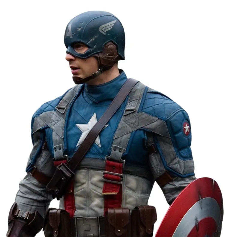 Captain America in Blue Suit with Shield