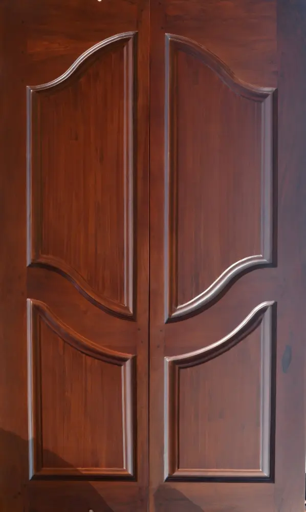 Classic Double Wooden Door with Curved Panels