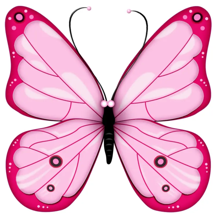 Pink Butterfly Cartoon Illustration