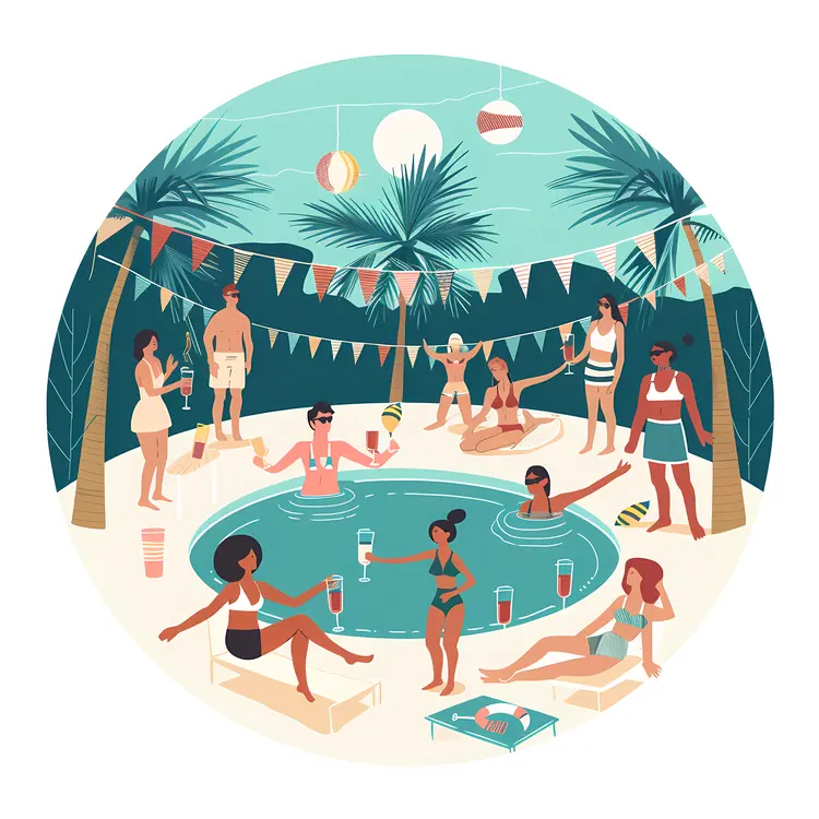 Cartoon Style Pool Party