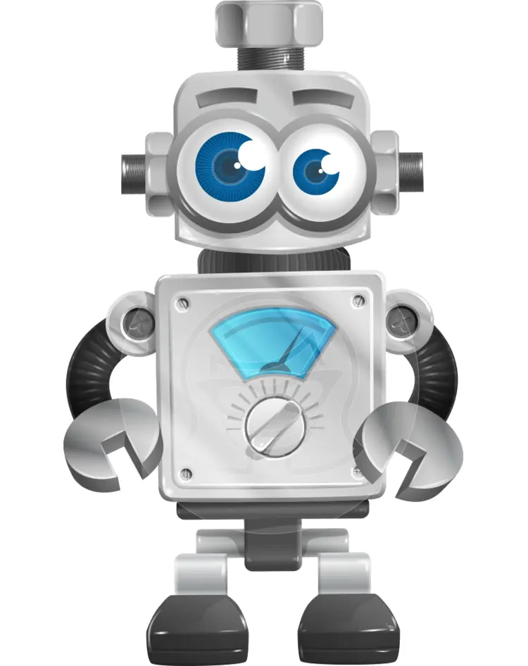Cartoon Robot with Blue Eyes