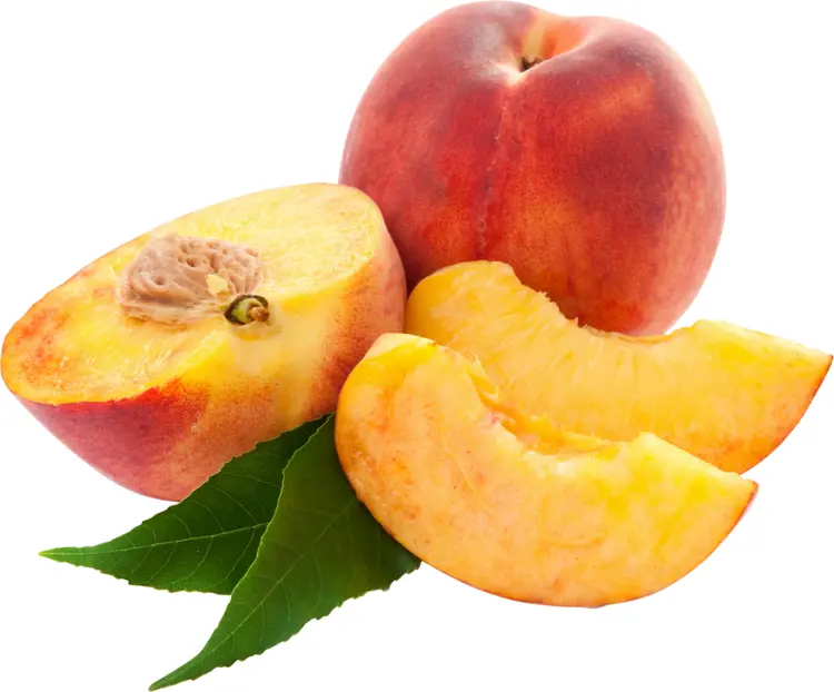 Sliced Peach with Leaf