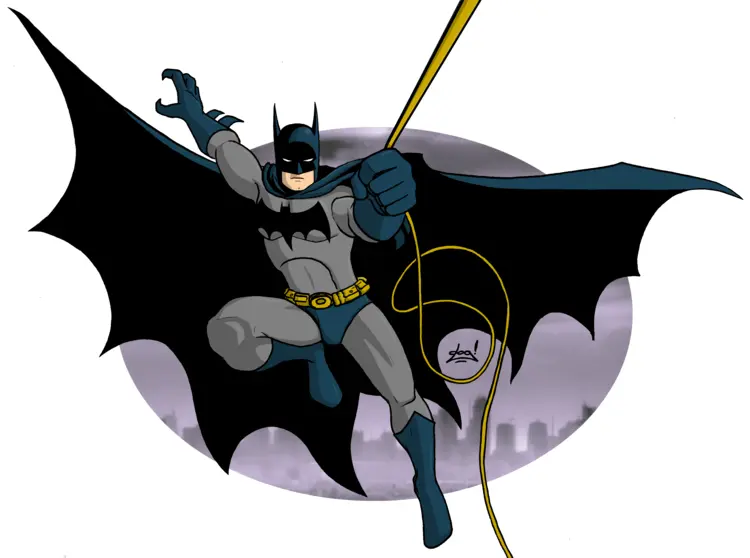 Batman Swinging with Grappling Hook