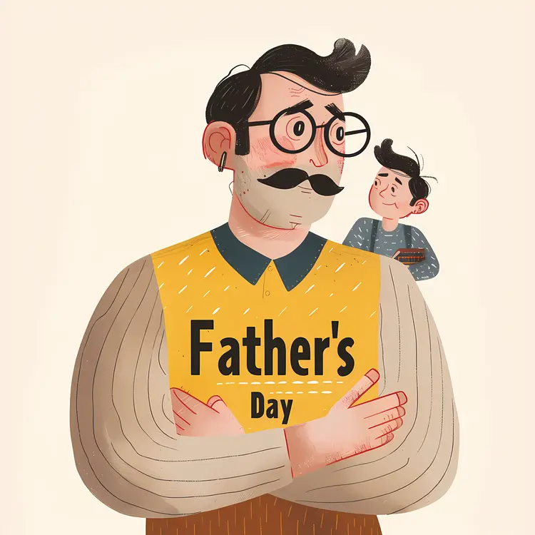 Father's Day Illustration with Father and Child