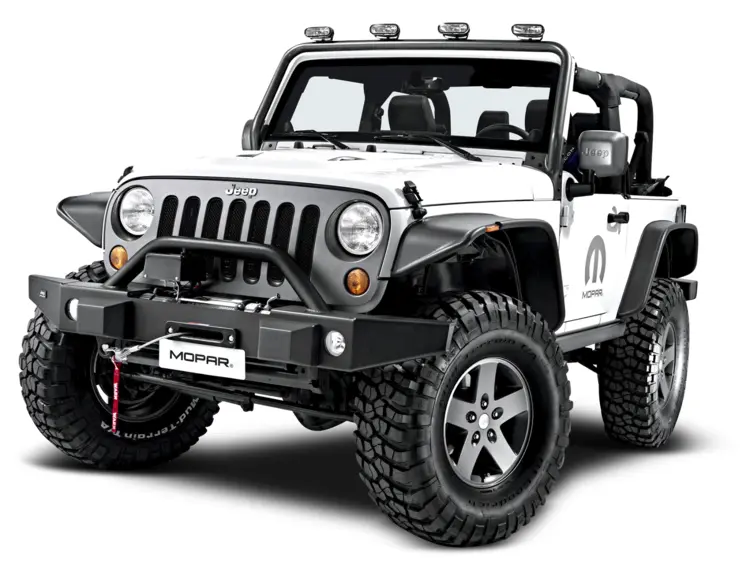 White Jeep with Modifications for Extreme Off-road Adventures