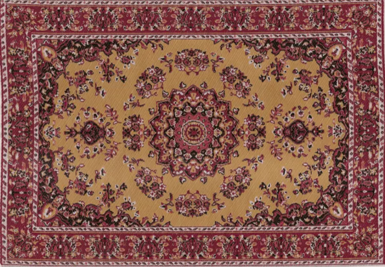 Vibrant Yellow and Red Floral Rug