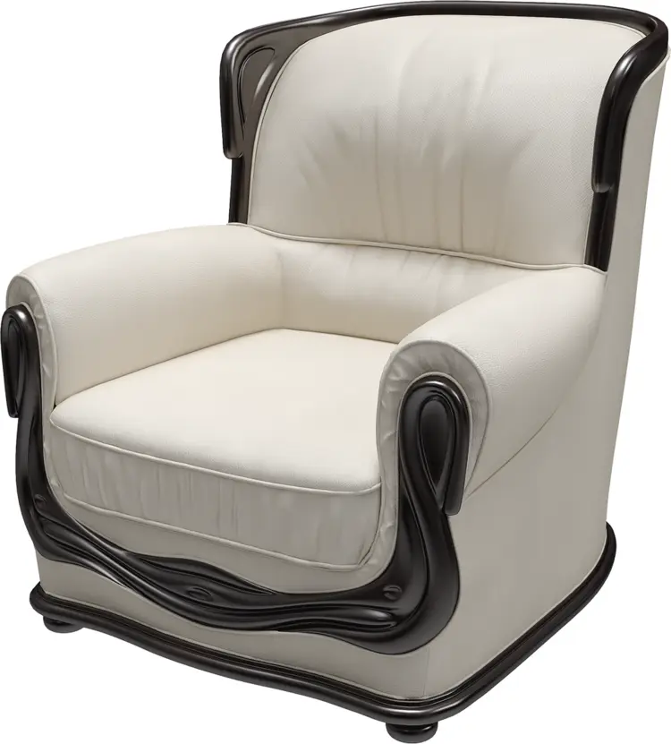 White Armchair with Dark Wood Accents