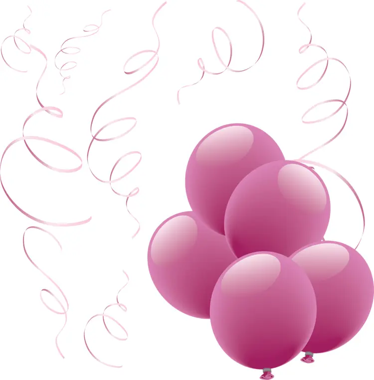 Pink Balloons with Ribbons