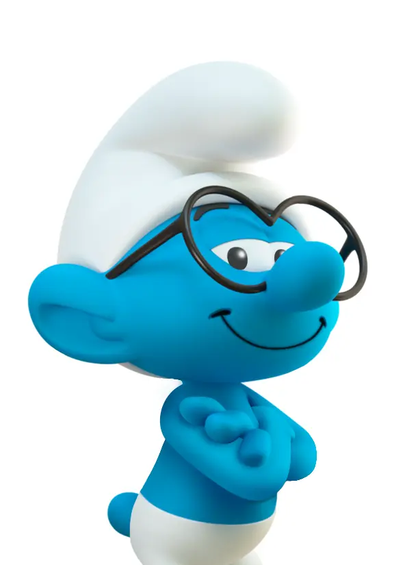 Smiling Blue Cartoon Character
