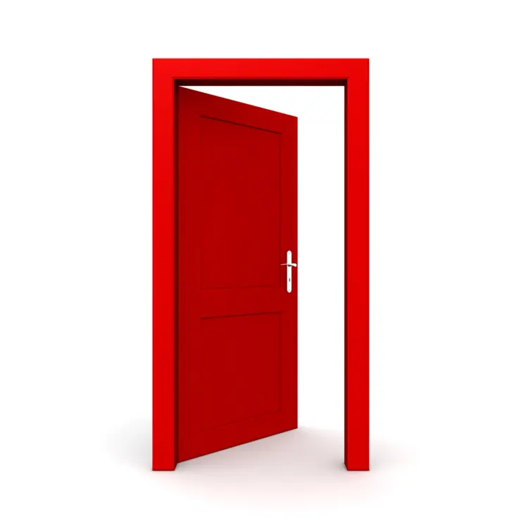 Open Red Door with Frame