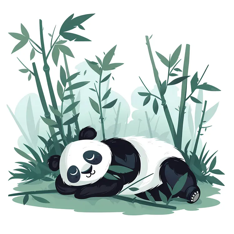 Panda Lounging in Bamboo