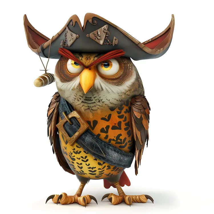 Owl Dressed as a Pirate
