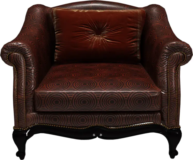 Brown Patterned Armchair with Cushion