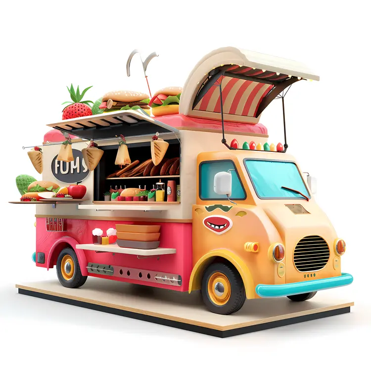 Colorful Food Truck with Open Windows