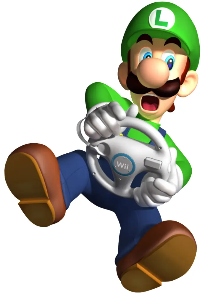 Luigi Driving in Mario Kart