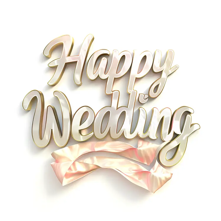 Happy Wedding with Ribbon Decoration