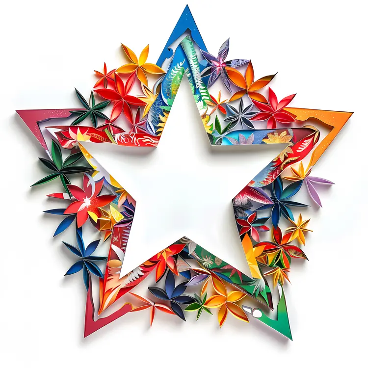 Colorful Star with Floral Patterns