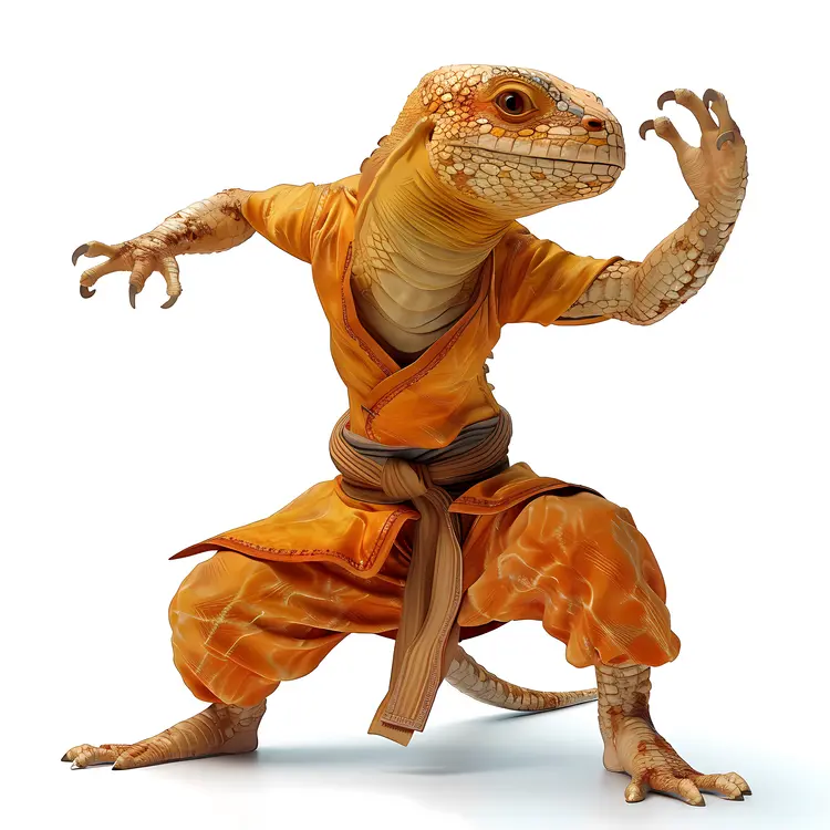 Kung Fu Lizard in Orange Robe