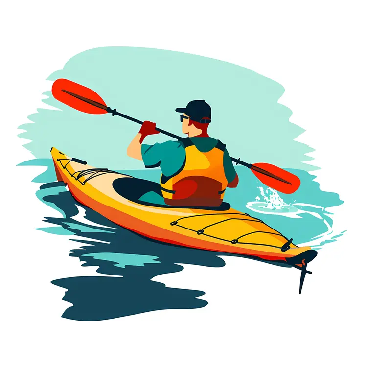 Man Kayaking in Water