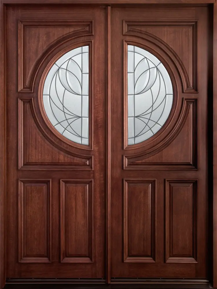 Elegant Wooden Double Door with Glass Panels