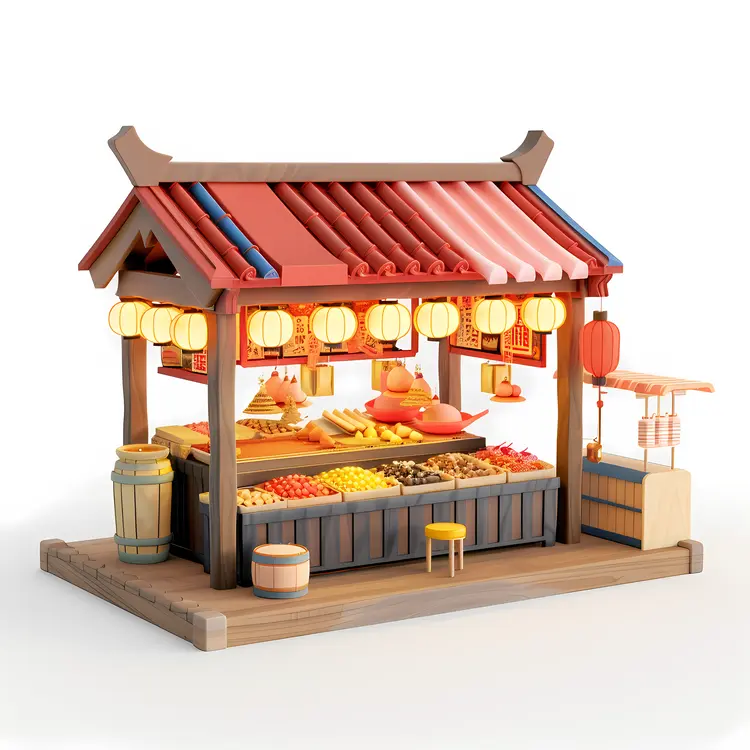 Colorful Market Stall with Fresh Produce