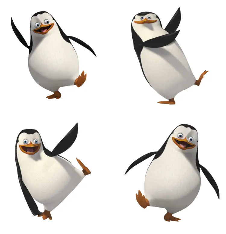 Group of Cartoon Penguins
