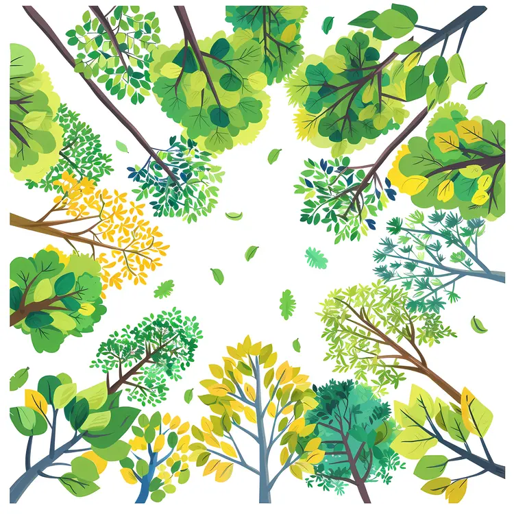 Colorful Tree Canopy from Below