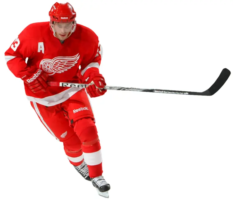 Red Hockey Player in Action