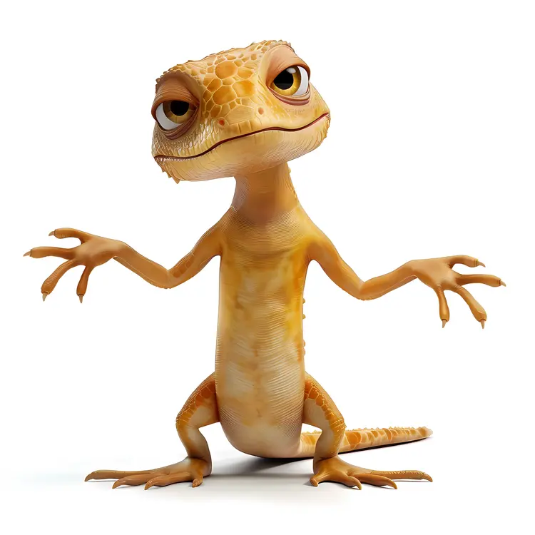 Cute Yellow Cartoon Lizard