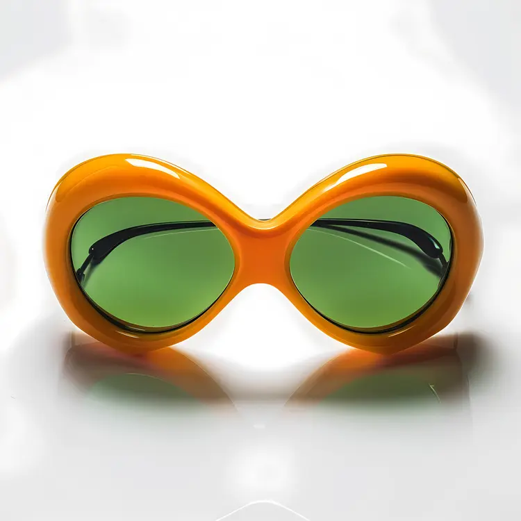 Orange Sunglasses with Green Lenses