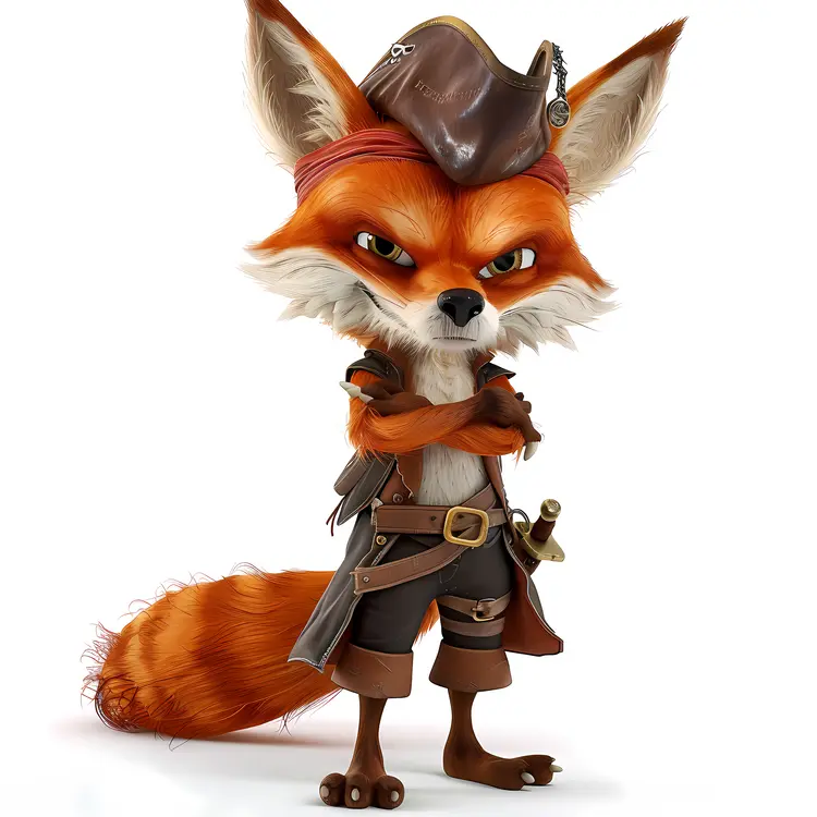 Fox in Pirate Outfit Ready for Adventure