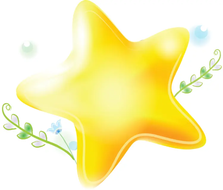 Glowing Yellow Star with Leaves