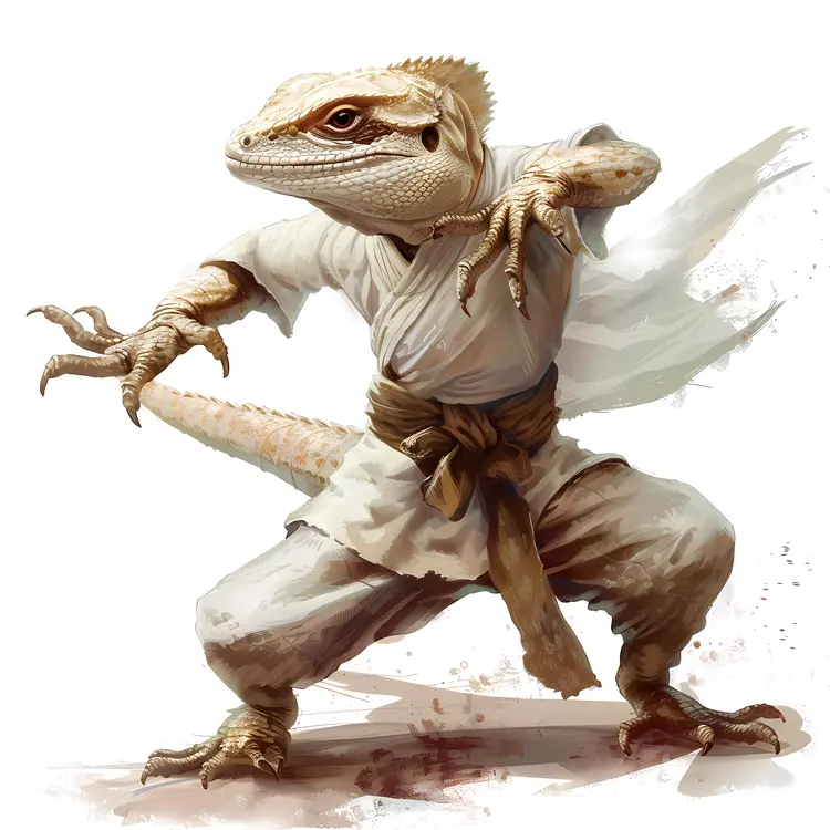Lizard in Martial Arts Pose