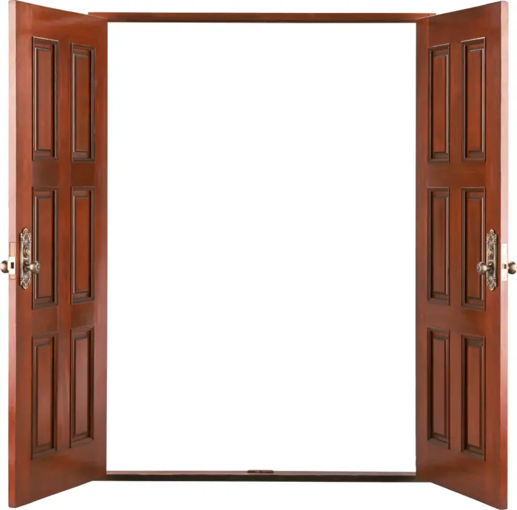 Open Wooden Door with Classic Design