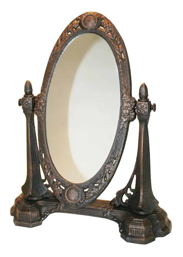 Antique Oval Mirror with Decorative Metal Frame