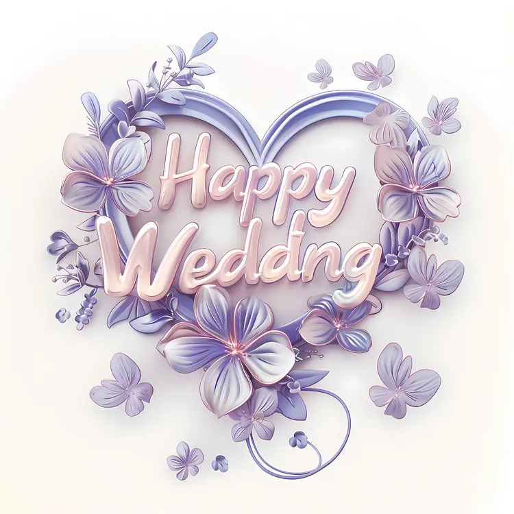 Happy Wedding Floral Greeting Card