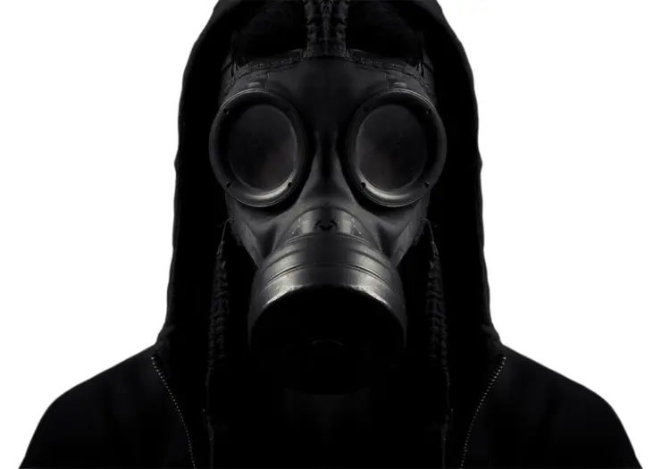 Black Gas Mask with Hood