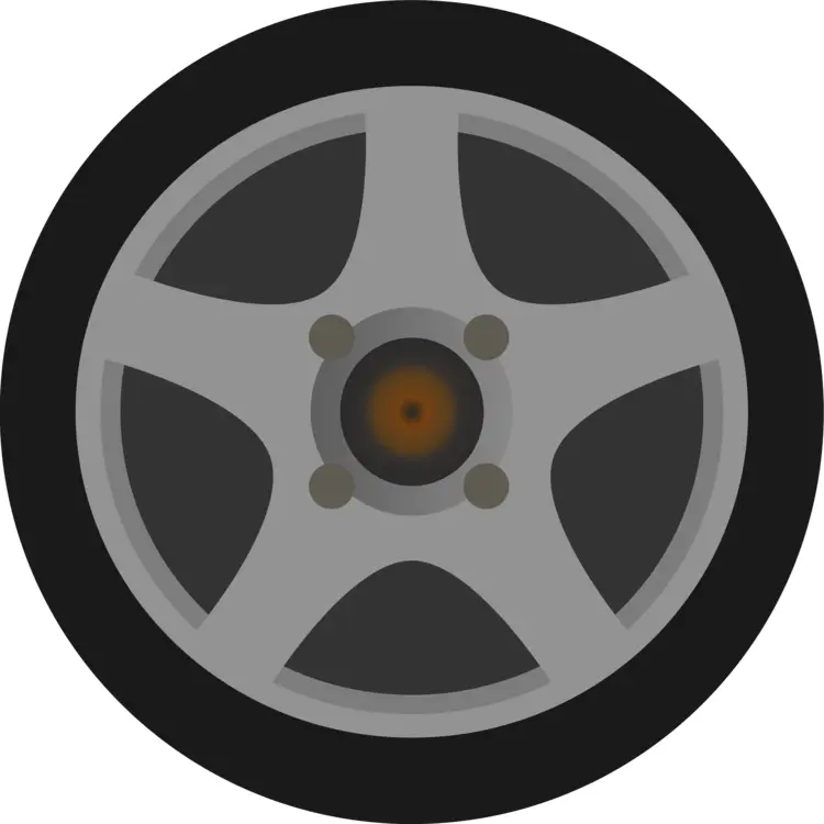 Cartoon Car Tire with Five Spokes