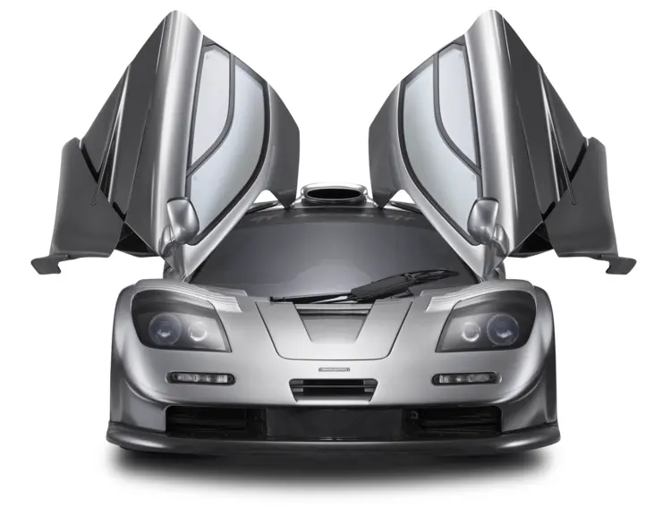 Silver Sports Car with Open Doors