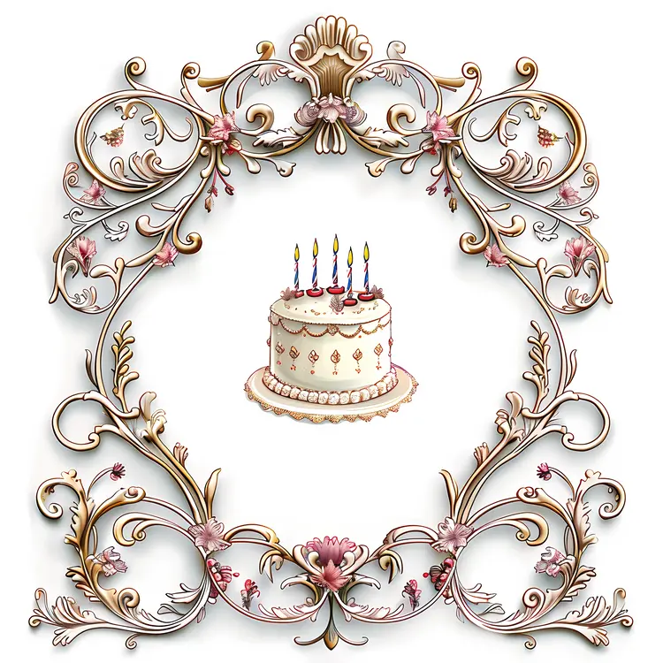 Decorative Birthday Cake Frame with Candles