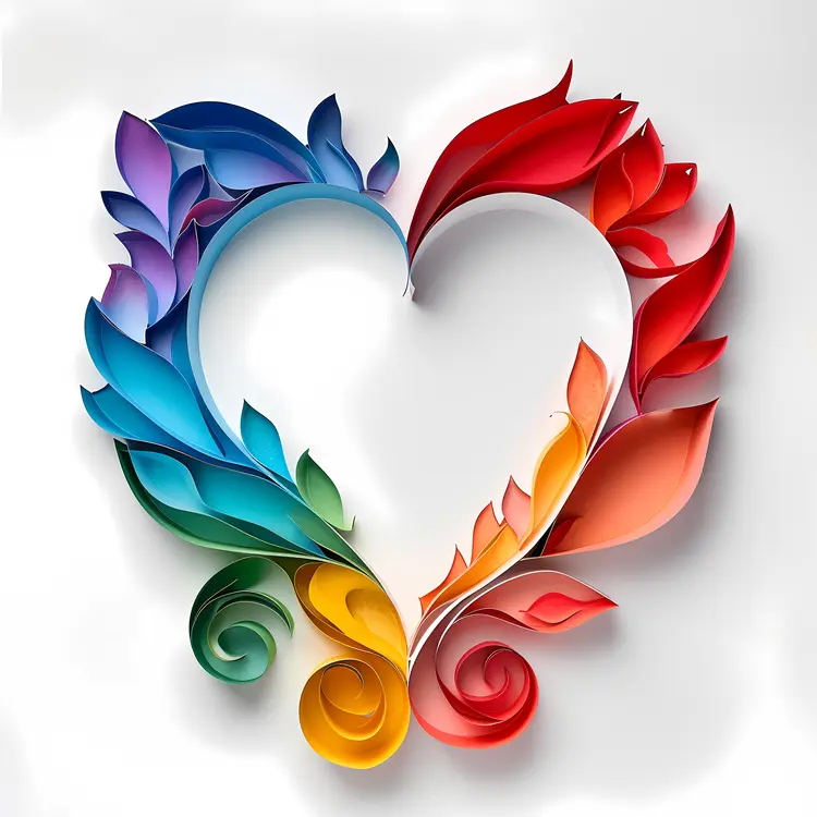 Colorful Heart with Leaves