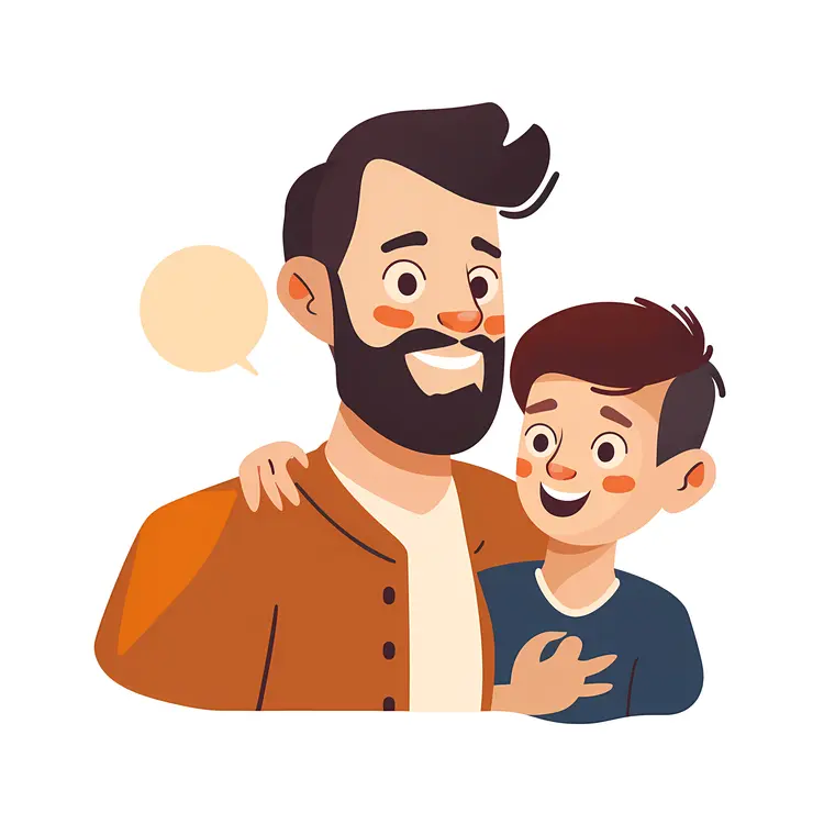 Father and Son Smiling Illustration